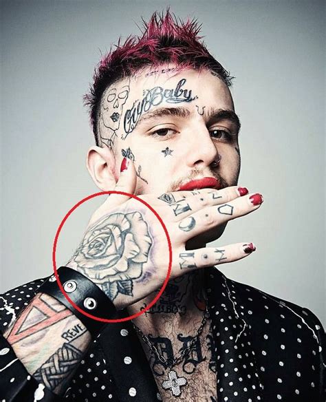 His first was his mom's name and birthdate on his wrist. . Lil peep rose tattoo